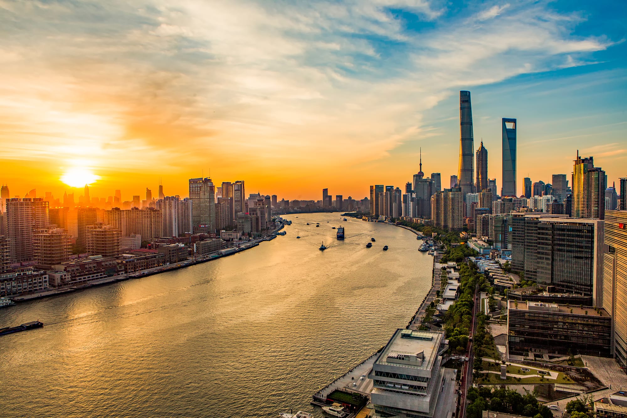 Huangpu Riverside, Shanghai, at sunrise