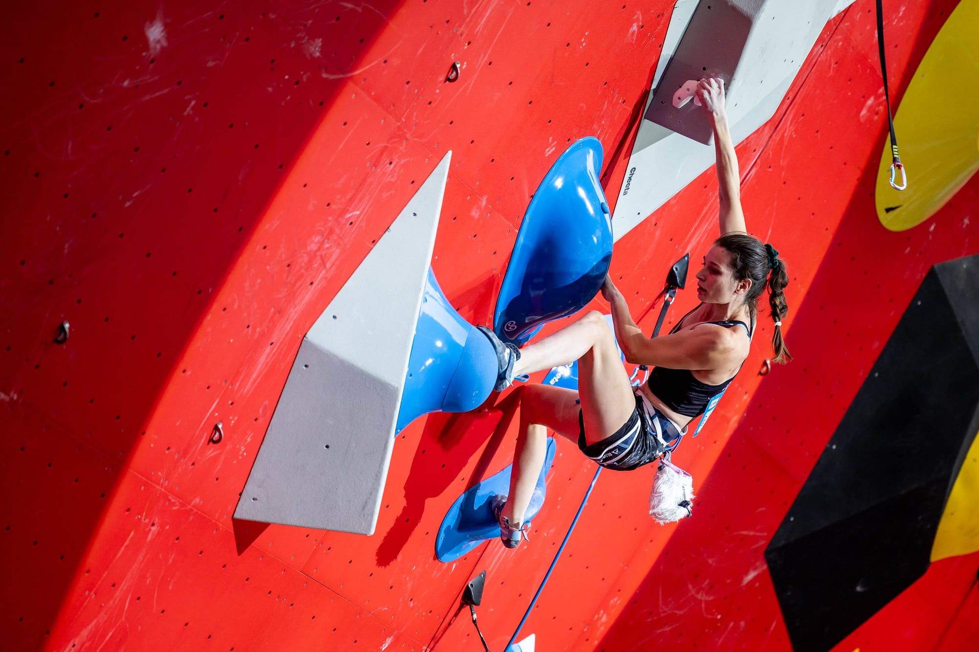 Hélène Janicot on the low sections of the women's lead route