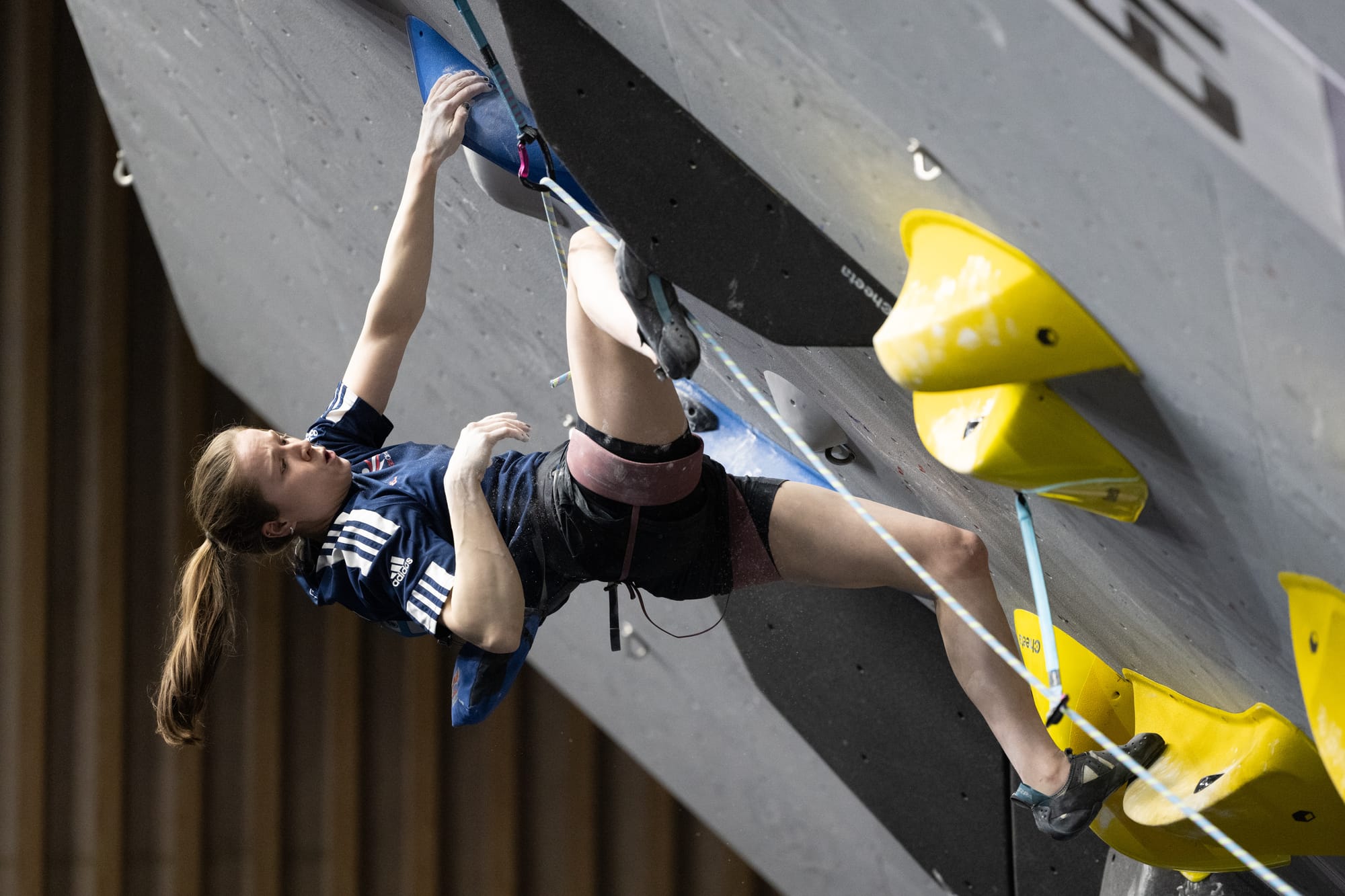 Erin McNeice on the semi-final Lead route in Wujiang