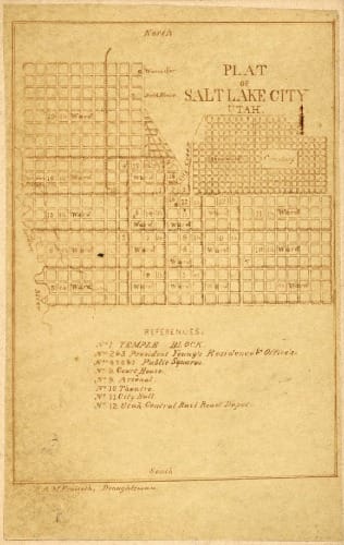 Early map of the city layout of Salt Lake City